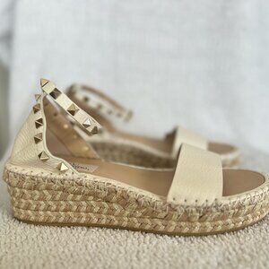 Valentino Rockstud Espadrille Platform Wedge Sandal (Women)